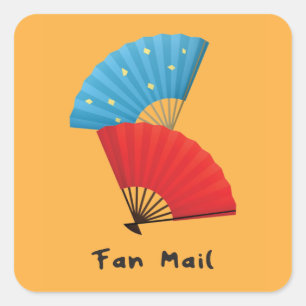 Fanpost-Wortspiel mit japanischen Fans Korresponde Quadratischer Aufkleber