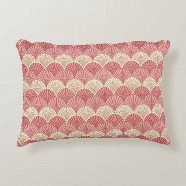 Fans Pink Mid-Century Dekokissen (Vorderseite)