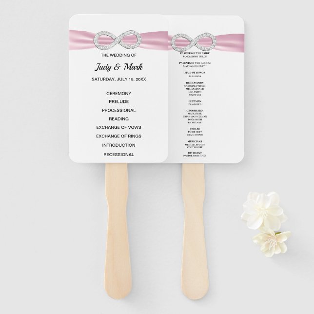 Fans von Pink Diamond Infinity Wedding Program Fächer (Vorne und Hinten)