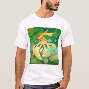 Fantail Goldfish mit grünem Blasen-Vector T-Shirt