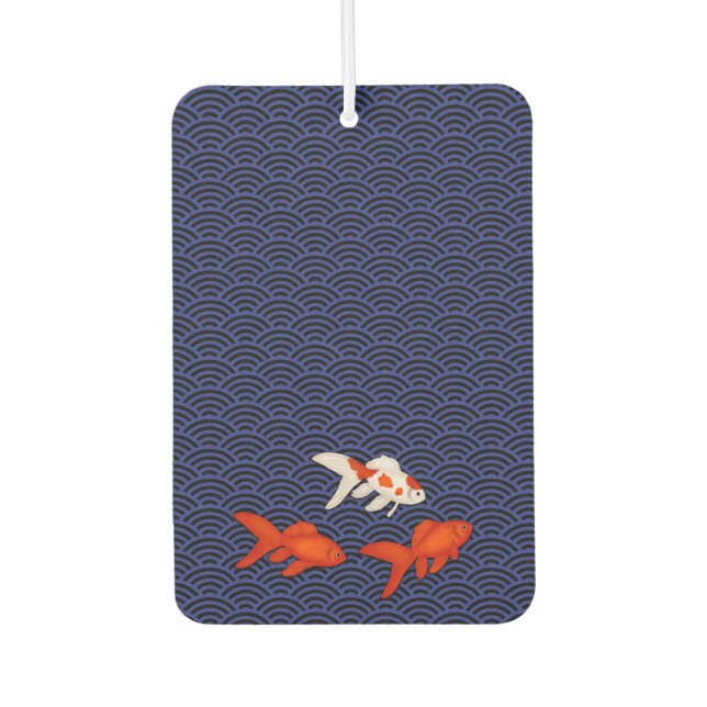 Fantail Goldfish über Seigaiha Wave Pattern Japani Autolufterfrischer (Vorderseite)