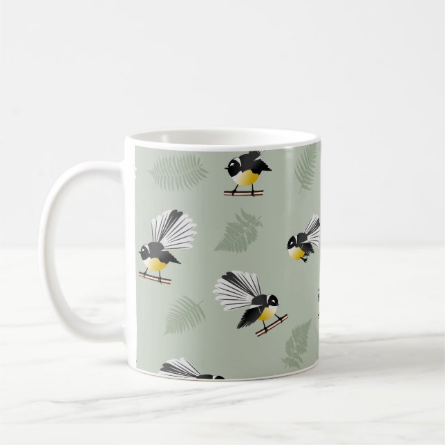 Fantail NZ Indianervögel Muster Kaffeetasse (Links)