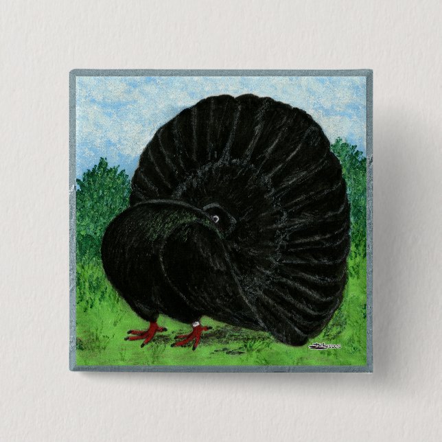 Fantail Pigeon Black Button (Vorderseite)
