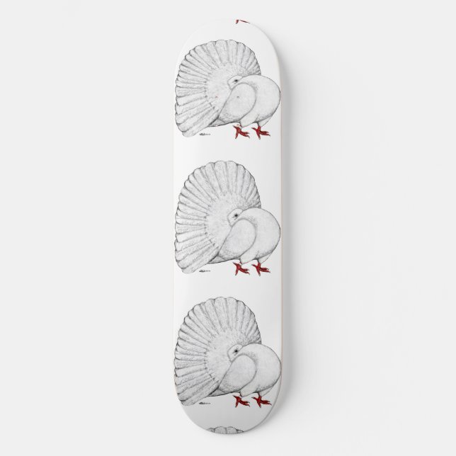 Fantail Pigeon White Skateboard (Vorderseite)