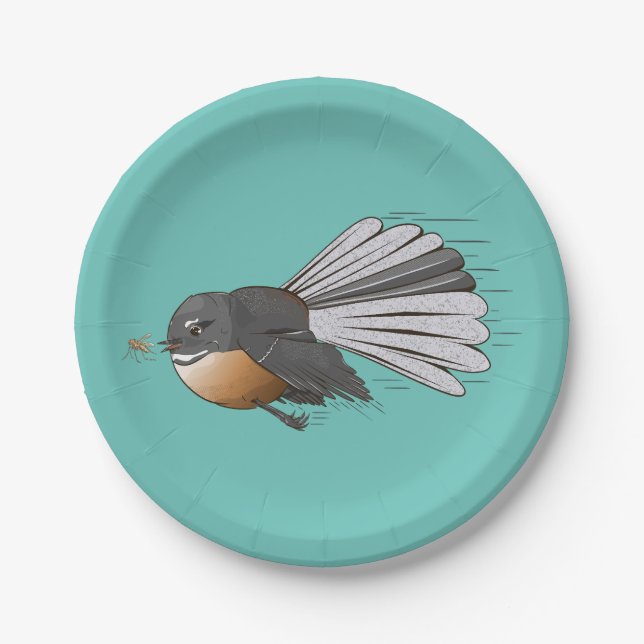 Fantail Piwakawaka Pappteller (Vorderseite)