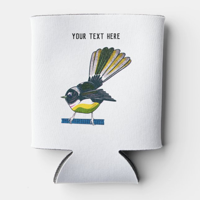 Fantail Retro NZ Vogelprint Dosenkühler (Vorderseite)