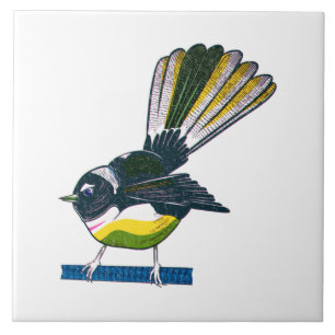 Fantail Retro NZ Vogelprint Fliese