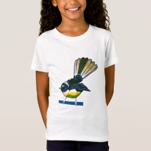 Fantail Retro NZ Vogelprint T-Shirt