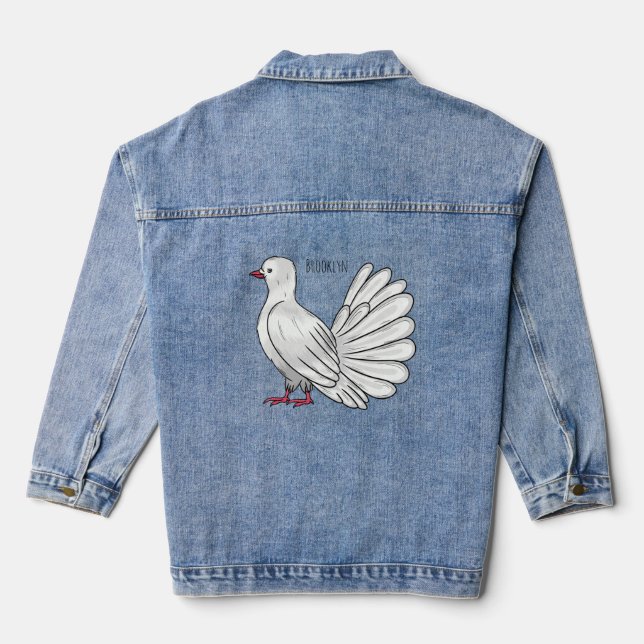 Fantail Taube Cartoon Illustration Jeansjacke (Rückseite)