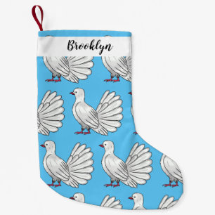 Fantail Taube Cartoon Illustration Kleiner Weihnachtsstrumpf