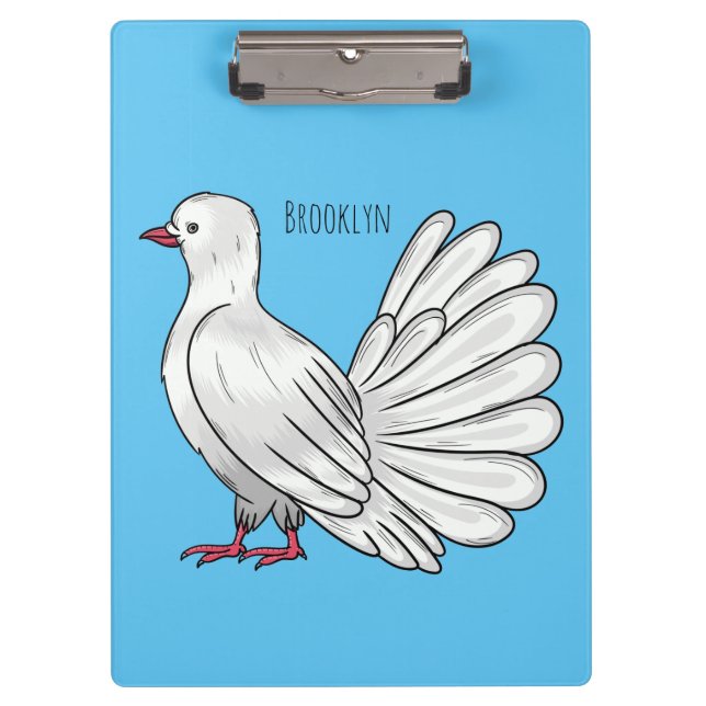Fantail Taube Cartoon Illustration Klemmbrett (Vorderseite)