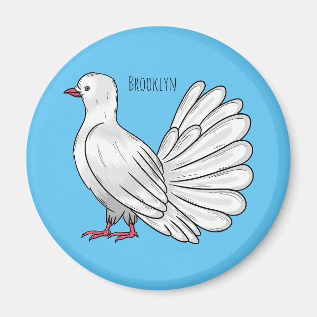 Fantail Taube Cartoon Illustration Magnet (Vorne)