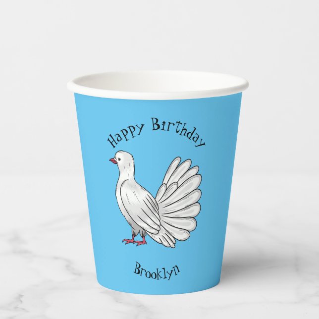 Fantail Taube Cartoon Illustration Pappbecher (Vorderseite)