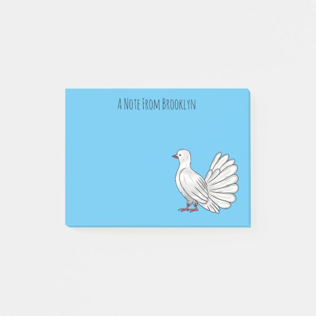 Fantail Taube Cartoon Illustration Post-it Klebezettel (Vorderseite)