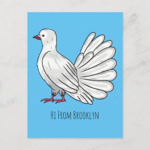 Fantail Taube Cartoon Illustration Postkarte