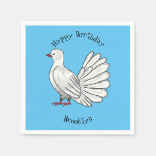 Fantail Taube Cartoon Illustration Serviette