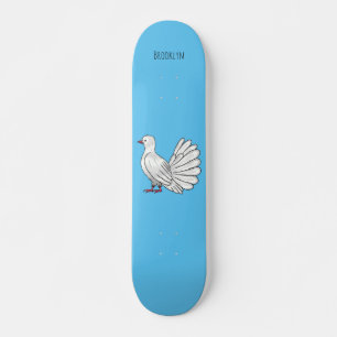 Fantail Taube Cartoon Illustration Skateboard