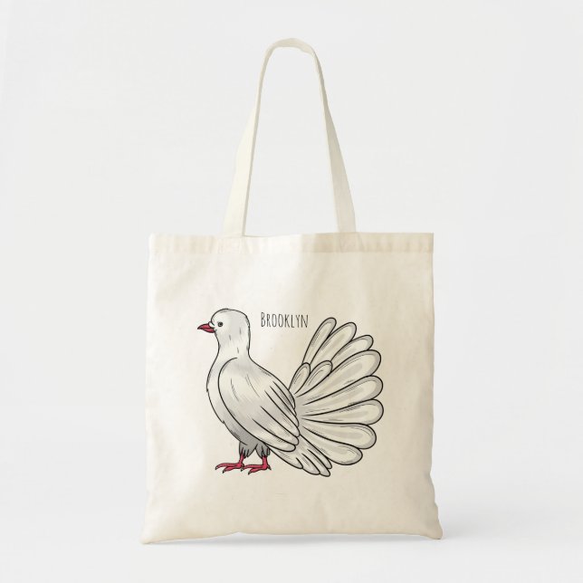 Fantail Taube Cartoon Illustration Tragetasche (Vorne)