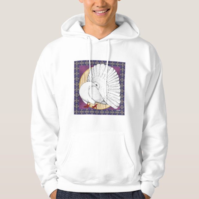 Fantail Taube weiß mit Hintergrund Hoodie (Vorderseite)