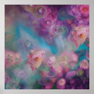 Fantasie Abstrakte Blume in rosa und Lila Poster