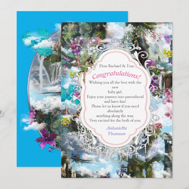 Fantasie Andere Welten in den Wolken Danke Karte (Vorne/Hinten)