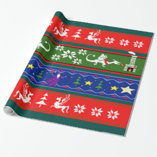 Fantasie-Art-hässliches Strickjacke-Muster Geschenkpapier
