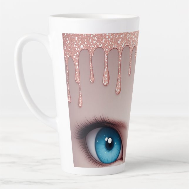 Fantasie Blaue Augen mit Tröpfchen Milchtasse (Links)