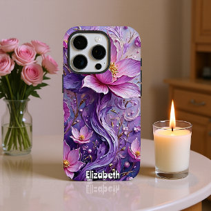 Fantasie-Blume und schwebende Kugeln iPhone 16 Pro Hülle