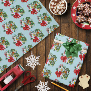 Fantasie-Chinesischer-Drache-Weihnachtskranz Fanta Geschenkpapier