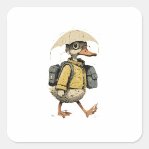 Fantasie-Comic-Ente Quadratischer Aufkleber