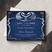 Fantasie-Drache Blau Hochzeit Termin Karte