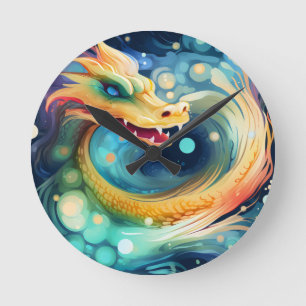 Fantasie Drache Traum Tier 1 Runde Wanduhr