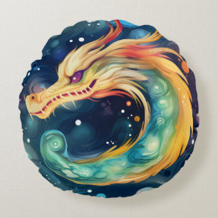 Fantasie-Drache-Traum-Tier 5 Rundes Kissen