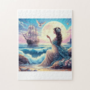 Fantasie eines schönen Mädchens am Meer Puzzle