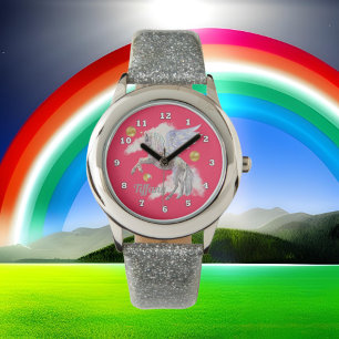 Fantasie-Einhorn addieren Namensmädchenuhr Armbanduhr