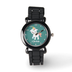 Fantasie-Einhorn addieren Namensuhrmädchen Armbanduhr
