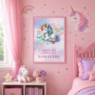 Fantasie Einhorn Rosa Lila Gerahmter Wandkunst Leinwanddruck