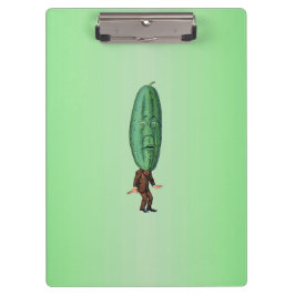 Fantasie-Essiggurken-Mann-Brown-Anzug Klemmbrett