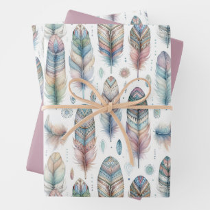 Fantasie-Feder Geschenkpapier Set
