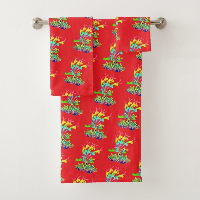 Fantasie Floral Rot  Badhandtuch Set (Insitu)