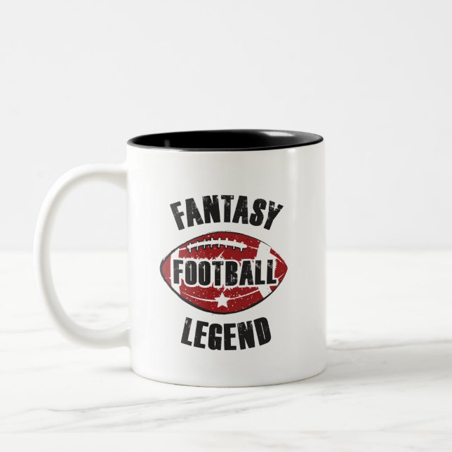 Fantasie-Fußball - schwärzen Sie 11 Unze Zwei-Ton Zweifarbige Tasse (Links)