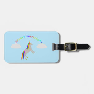Fantasie Geburtstag Einhorn Regenbogen und Wolken  Gepäckanhänger