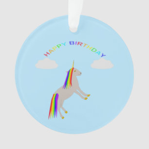 Fantasie Geburtstag Einhorn Regenbogen und Wolken Ornament