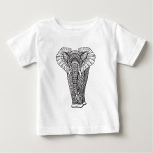 Fantasie-gemustertes Elefant-Gekritzel Baby T-shirt