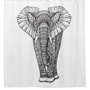 Fantasie-gemustertes Elefant-Gekritzel Duschvorhang