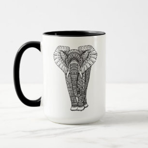 Fantasie-gemustertes Elefant-Gekritzel Tasse