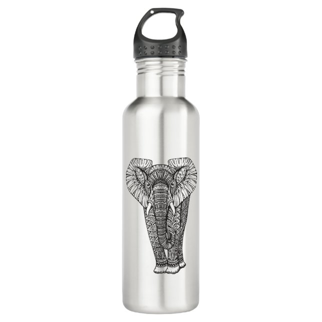 Fantasie-gemustertes Elefant-Gekritzel Trinkflasche (Vorderseite)
