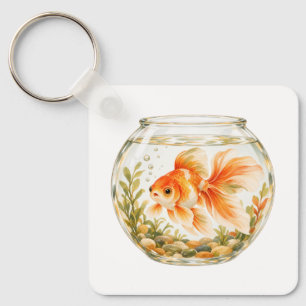 Fantasie-Goldfisch in einer Glas-Schale Schlüsselanhänger
