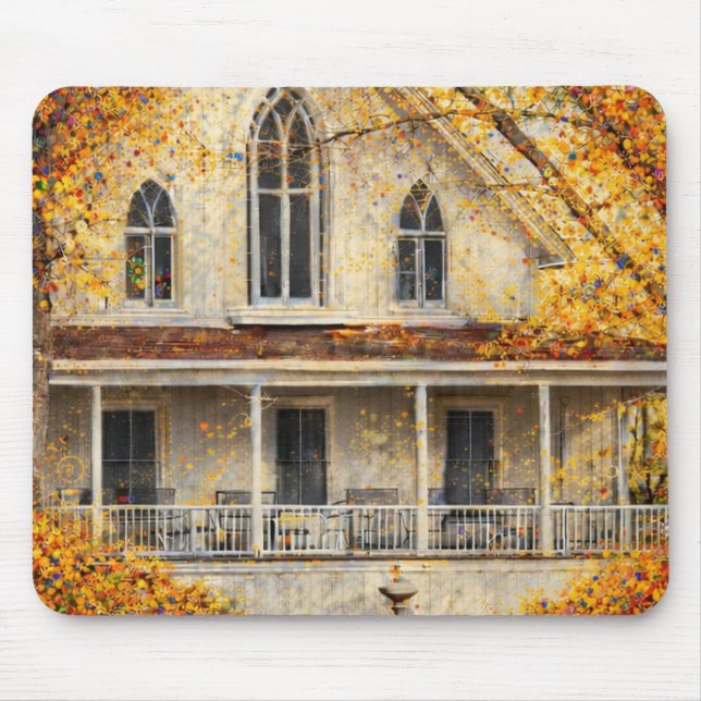 Fantasie-Gothic-Revival-Zimmermann-Haus  Mousepad (Vorne)
