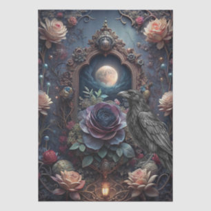 Fantasie-Gotische-Blumen-Nacht-Rabe-Decoupage Seidenpapier